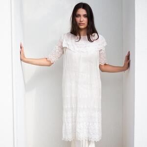 edwardian lace sheer collared top